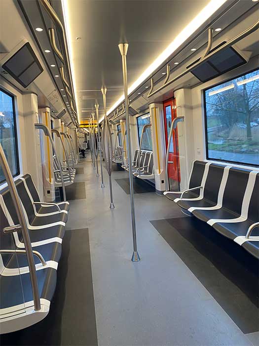 Inside-metro-Amsterdam Interior of Amsterdam Metro carriage.