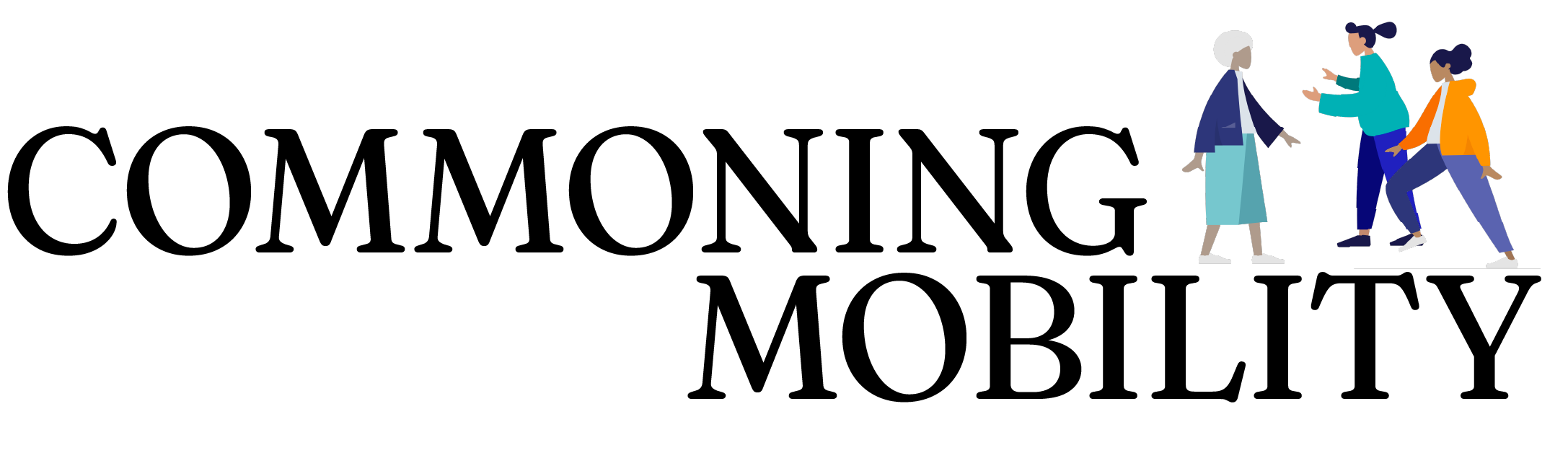Commoning Mobility logo with three figures
